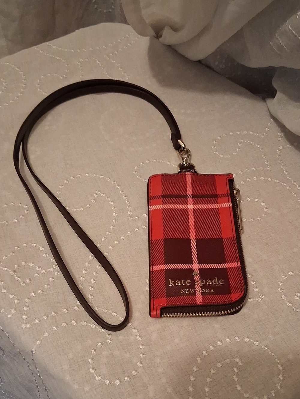 kate spade Red Plaid Crossbody Cardholder